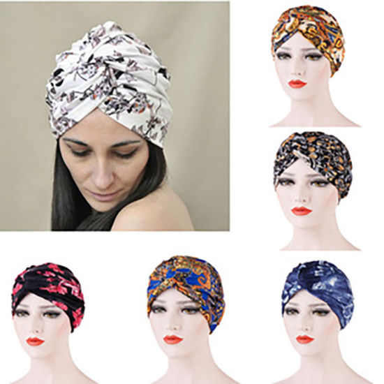 Picture of Polyester Elastane Printed Women's Turban Hat Braided