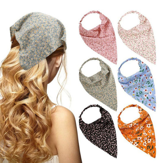 Picture of Women Floral Printed Dust-proof Triangular Elastic Hair Headband Kerchief Turban Bandanas