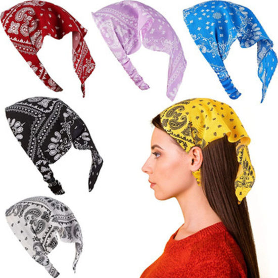 Picture of Women Paisley Printed Dust-proof Triangular Elastic Hair Headband Kerchief Turban Bandanas
