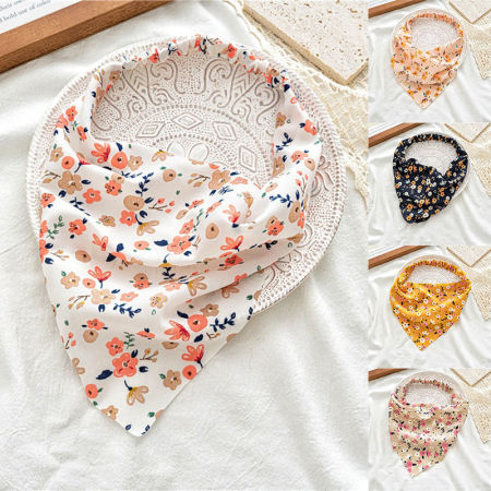 女性花柄プリント防塵三角弾性ヘアヘッドバンドハンカチターバンバンダナ