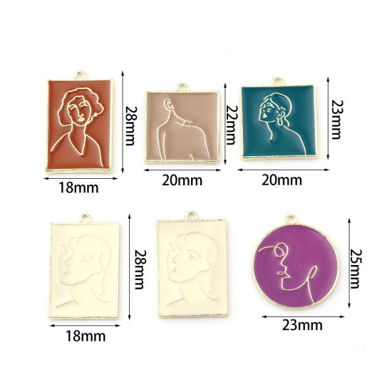 Immagine di Lega di Zinco Charms Geometrica Oro Placcato Multicolore Uomini Smalto 5 Pz