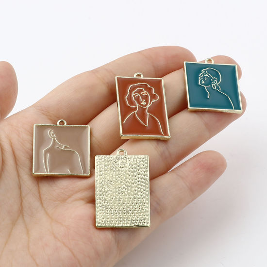 Immagine di Lega di Zinco Charms Geometrica Oro Placcato Multicolore Uomini Smalto 5 Pz