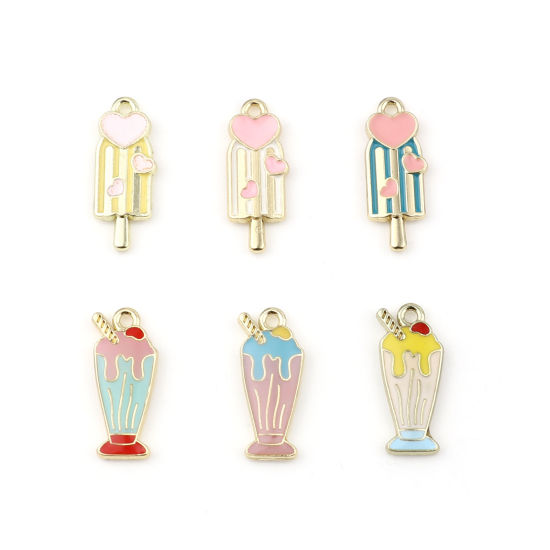 Immagine di Lega di Zinco Charms Gelatto Oro Placcato Multicolore Smalto 5 Pz