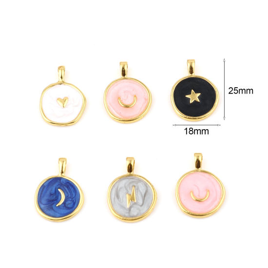 Immagine di Lega di Zinco Galassia Charms Tondo Smalto 10 Pz