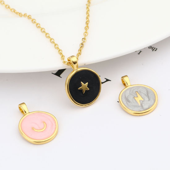 Immagine di Lega di Zinco Galassia Charms Tondo Smalto 10 Pz