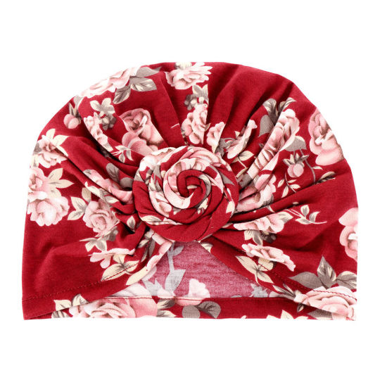Bild von Polyester Tied Knot Flower Printed Frauen Turban Hut