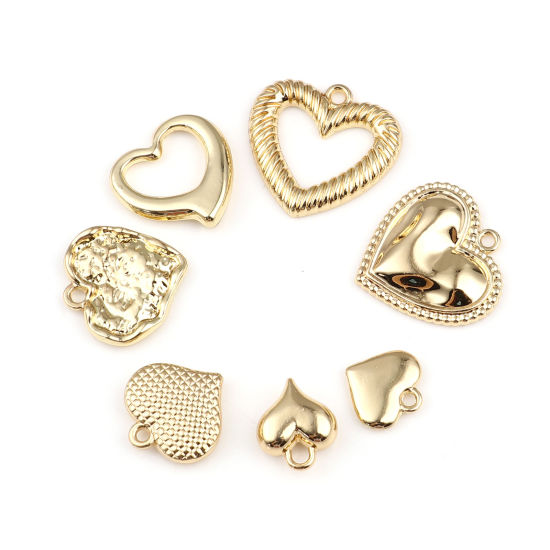 Picture of Zinc Based Alloy Valentine's Day Charms Heart Gold Plated 5 PCs