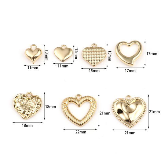 Picture of Zinc Based Alloy Valentine's Day Charms Heart Gold Plated 5 PCs