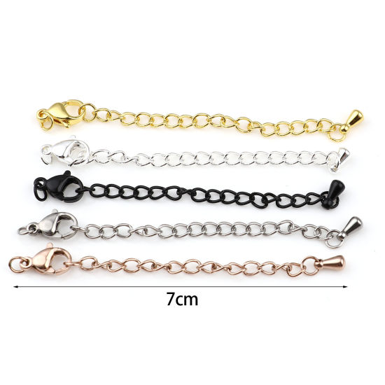 Picture of Stainless Steel Extender Chain For Jewelry Necklace Bracelet Multicolor Lobster Clasp Drop 7cm(2 6/8") long, 5 PCs
