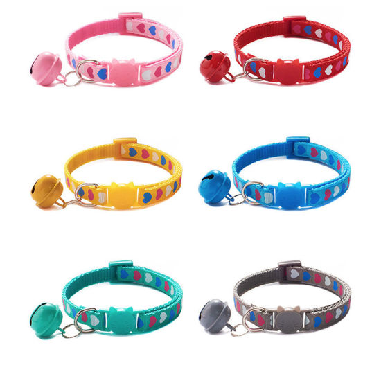 Picture of Heart Adjustable Cat Collar with Bell Safety Buckle Pet Supplies
