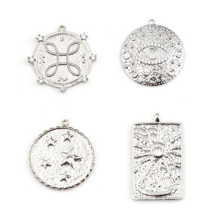 Brass Charms 18K Real Platinum Plated Clear Rhinestone 1 Piece