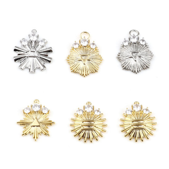 Immagine di Ottone Charms Multicolore Fiocco di Neve Trasparente Strass 2 Pz