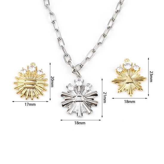 Immagine di Ottone Charms Multicolore Fiocco di Neve Trasparente Strass 2 Pz