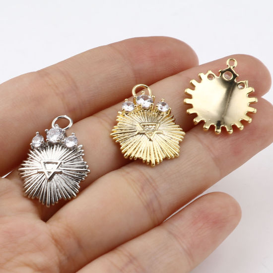 Immagine di Ottone Charms Multicolore Fiocco di Neve Trasparente Strass 2 Pz