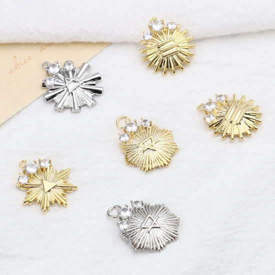 Immagine di Ottone Charms Multicolore Fiocco di Neve Trasparente Strass 2 Pz