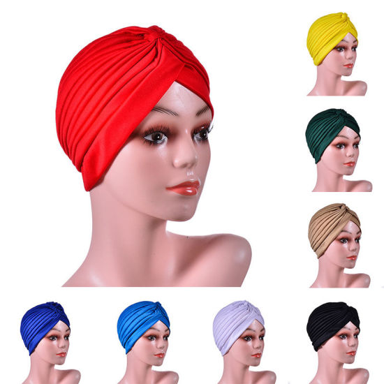 Picture of Polyester Tied Knot Turban Hat Solid Color