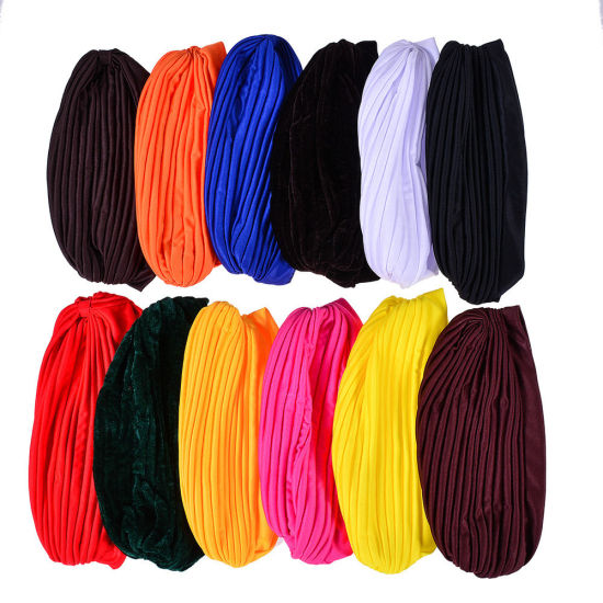 Picture of Polyester Tied Knot Turban Hat Solid Color