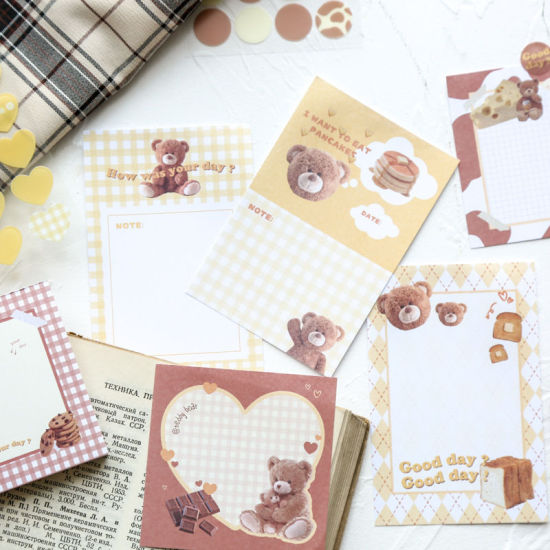Изображение Cute Bear Paper Memo Sticky Note DIY Scrapbook Stickers 