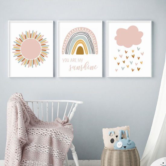 Imagen de Canvas Bohemia Clouds Cute Painting Children's Room Home Decor Wall Art