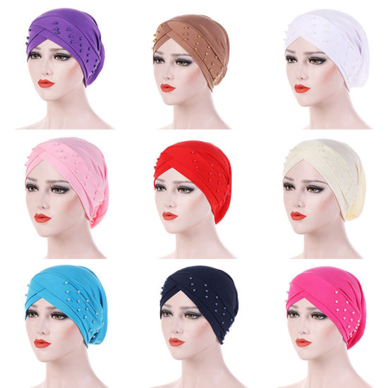 Picture of Beaded Cross Tied Knot Women's Turban Hat