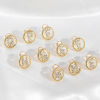 Picture of Zinc Based Alloy Ear Post Stud Earrings Gold Plated Round Initial Alphabet/ Capital Letter Clear Rhinestone 15mm Dia., Post/ Wire Size: (21 gauge), 2 PCs