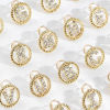 Picture of Zinc Based Alloy Ear Post Stud Earrings Gold Plated Round Initial Alphabet/ Capital Letter Clear Rhinestone 15mm Dia., Post/ Wire Size: (21 gauge), 2 PCs