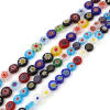 Bild von Muranoglas Millefiori-Perlen Flachrund Zufällig Mix Blumen 1 Strang