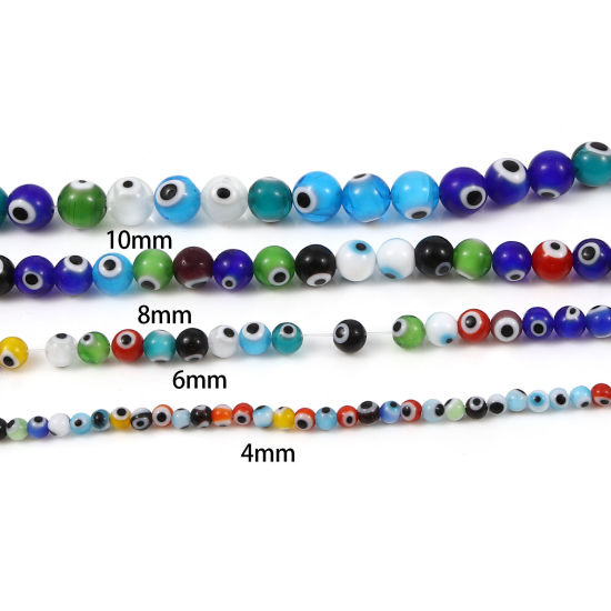 Picture of Lampwork Glass Religious Millefiori Beads Round At Random Color Evil Eye 1 Strand