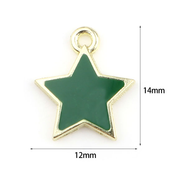Immagine di Lega di Zinco Galassia Charms Stella Oro Placcato Multicolore Smalto 14mm x 12mm , 30 Pz