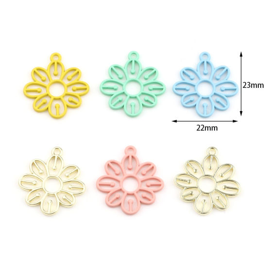 Immagine di Lega di Zinco Charms Fiore Multicolore Pittura 23mm x 22mm , 10 Pz
