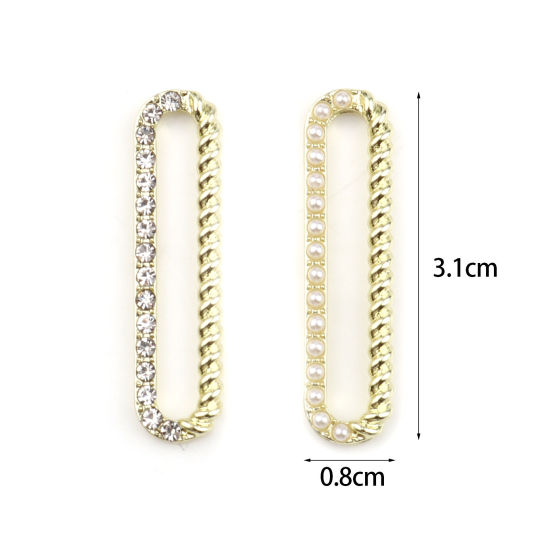 Immagine di Lega di Zinco Ciondoli Ovale Oro Placcato Trasparente Strass 31mm x 8mm , 5 Pz