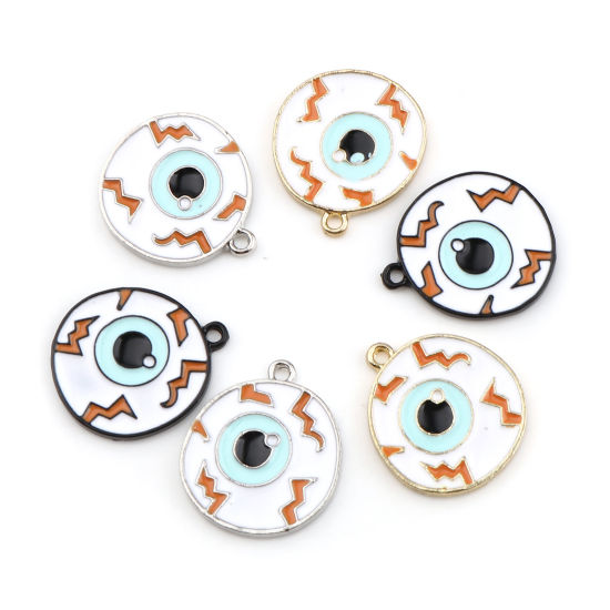Immagine di Lega di Zinco Halloween Charms Occhi Multicolore Smalto 20mm x 18mm , 5 Pz