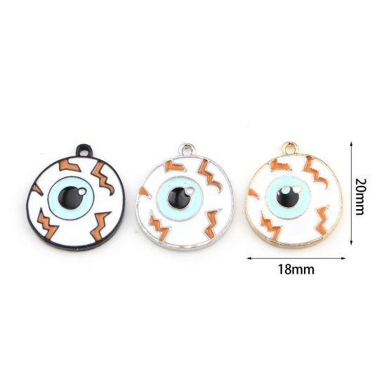 Immagine di Lega di Zinco Halloween Charms Occhi Multicolore Smalto 20mm x 18mm , 5 Pz