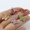 Picture of Zinc Based Alloy Insect Charms Butterfly Animal Micro Pave Multicolor Rhinestone 17mm x 15mm, 5 PCs