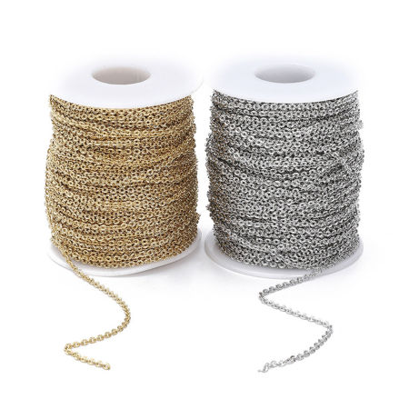 1 M Vacuum Plating Stainless Steel Textured Chain For Handmade DIY Jewelry Making Findings Multicolor 2.8x2.3mm