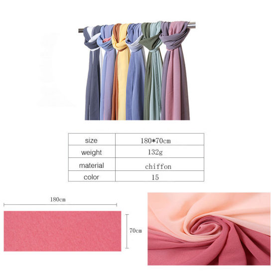 Picture of Chiffon Women's Hijab Scarf Two Tone Gradient Color