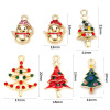 Picture of Zinc Based Alloy Christmas Charms Gold Plated Multicolor Rhinestone 5 PCs