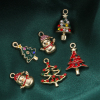 Picture of Zinc Based Alloy Christmas Charms Gold Plated Multicolor Rhinestone 5 PCs