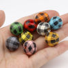 Imagen de Madera Espaciador Cuentas Ronda Multicolor Enrejado Patrón Aprox 15mm Dia, Agujero: Aprox 4.3mm, 20 Unidades
