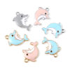 Imagen de Zamak Joyería del océano Colgantes Charms Ballena Multicolor Esmalte 20mm x 16mm, 10 Unidades