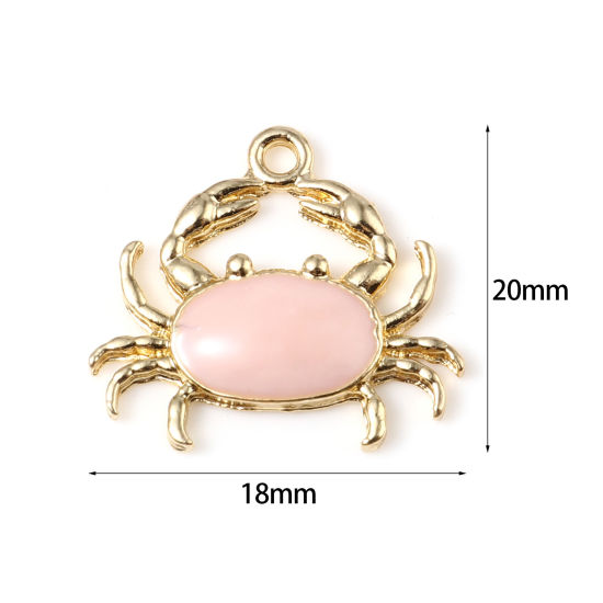 Picture of Zinc Based Alloy Ocean Jewelry Charms Crab Animal Multicolor Enamel 20mm x 18mm, 10 PCs