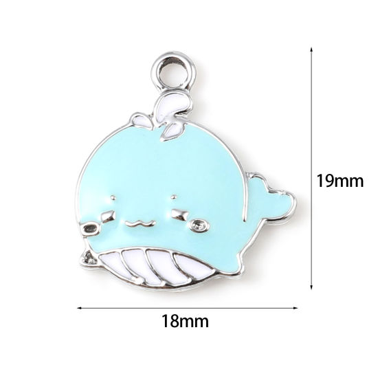 Immagine di Lega di Zinco Gioielli Oceanici Charms Balena Multicolore Smalto 19mm x 18mm , 10 Pz