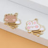 Picture of Zinc Based Alloy Insect Charms Bee Animal Gold Plated Multicolor Rabbit Enamel 10 PCs