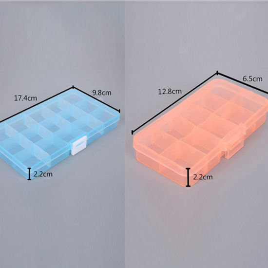 Picture of 10 Compartment Plastic Storage Container Box Basket Rectangle Multicolor Detachable 12.8cm x 6.5cm, 1 Piece