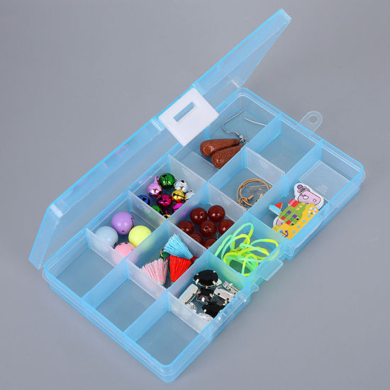 Picture of 10 Compartment Plastic Storage Container Box Basket Rectangle Multicolor Detachable 12.8cm x 6.5cm, 1 Piece