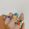 Picture of Resin Unadjustable Rings Multicolor Circle Ring Flower 1 Piece