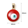 Picture of Zinc Based Alloy Religious Charm Pendant Gold Plated Multicolor Round Disc Evil Eye Enamel 24mm x 16mm