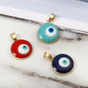 Picture of Zinc Based Alloy Religious Charm Pendant Gold Plated Multicolor Round Disc Evil Eye Enamel 24mm x 16mm