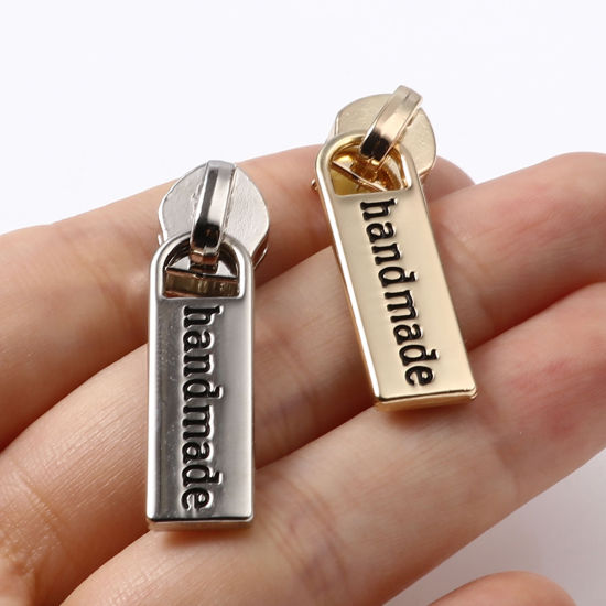 Picture of Zinc Based Alloy Zipper Pulls Garment Accessories Multicolor Rectangle  Accessories for bags 37mm x 10mm, 5 PCs