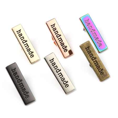 Étiquettes en Alliage de Zinc Rectangle " Handmade " Accessoires pour Sacs 36mm x 10mm  35mm x 12mm, 5 Kits （ 2 Pcs/Kit)